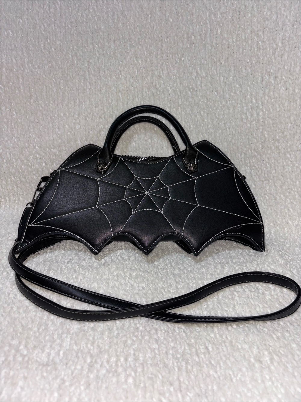 Black Spiderweb Batwing Crossbody Bag